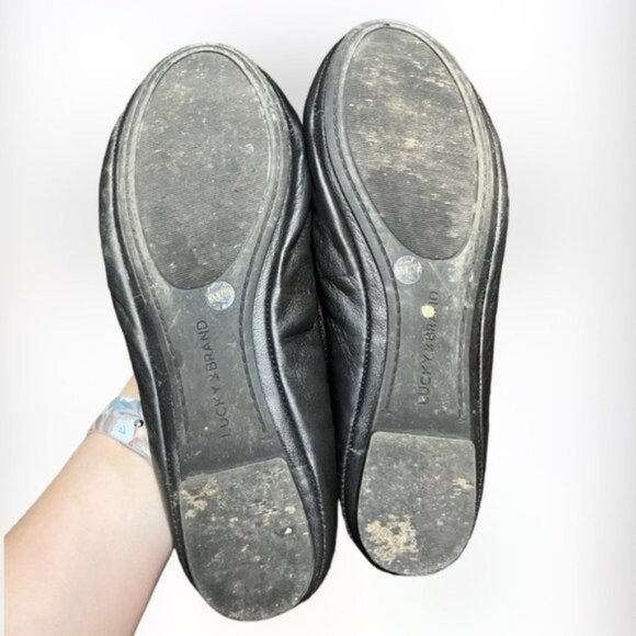 Lucky Brand Emmie Flat Ballet Leather Size 8.5 Womens Black - Picture 5 of 6